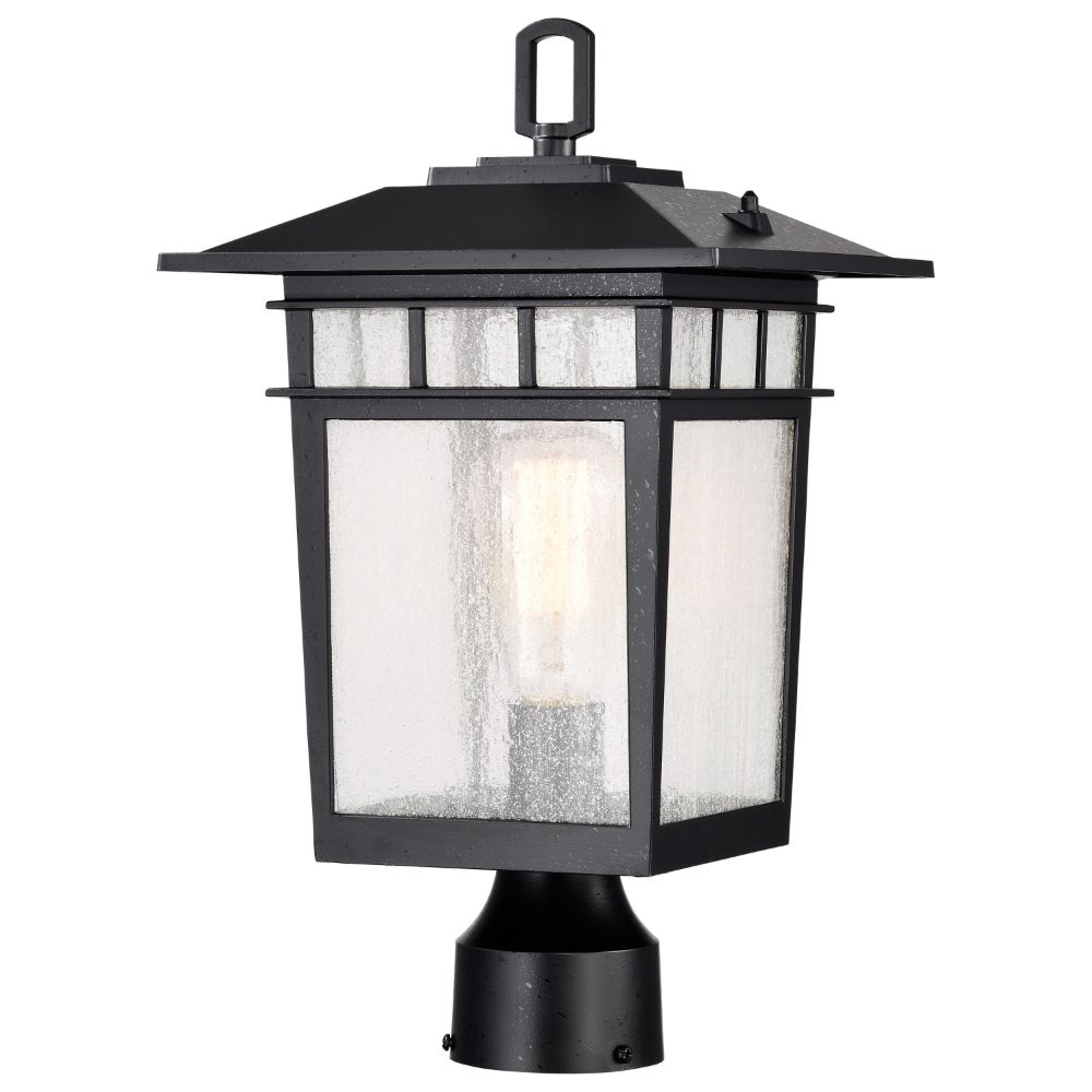 Nuvo 60-5953 Cove Neck Collection Outdoor Large 16 inch Post Light Pole Lantern; Textured Black Finish with Clear Seeded Glass