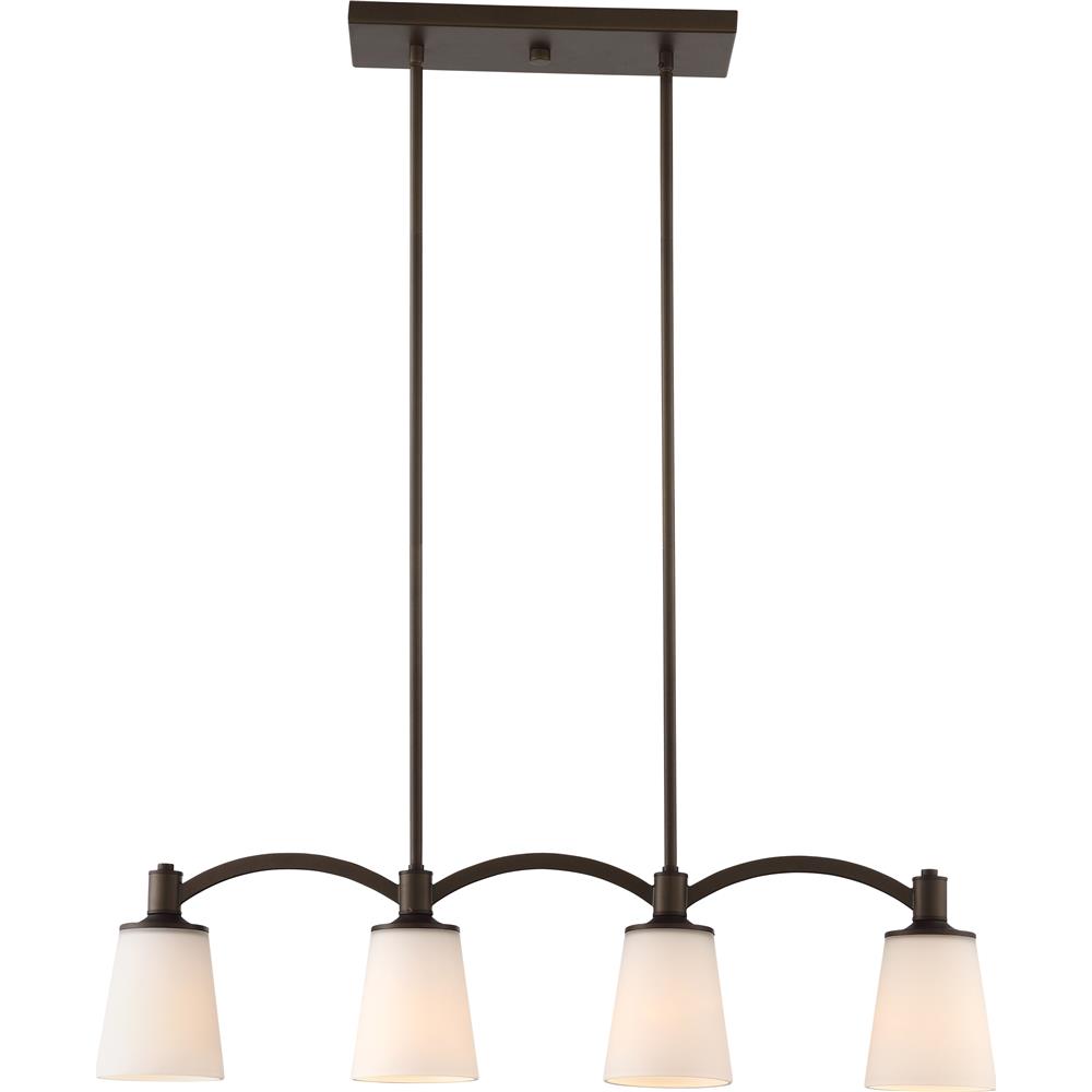 Nuvo Lighting 60/5975  Laguna 4 Light Island Pendant - Forest Bronze with White Glass in Forest Bronze Finish