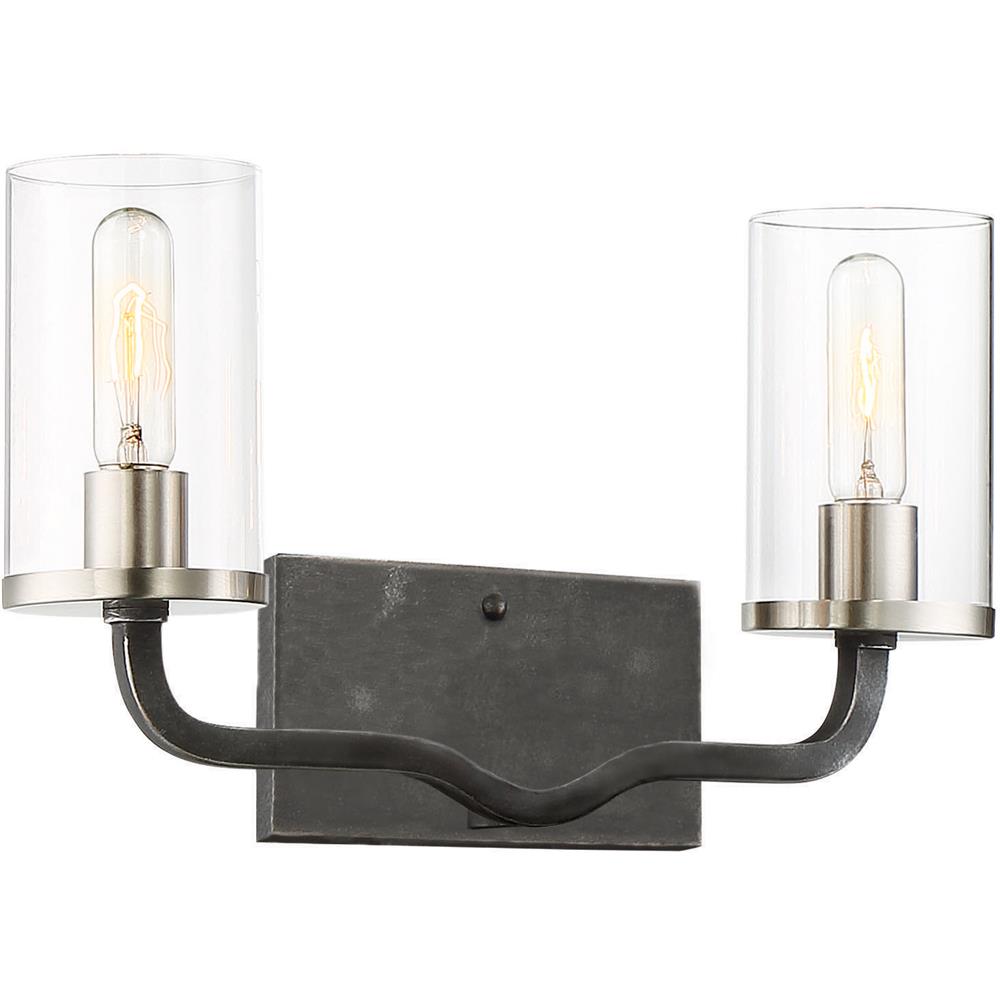 Nuvo Lighting 60/6122  Sherwood - 2 Light Vanity - 16" - Iron Black with Brushed Nickel Accents in Iron Black with Brushed Nickel Accents Finish