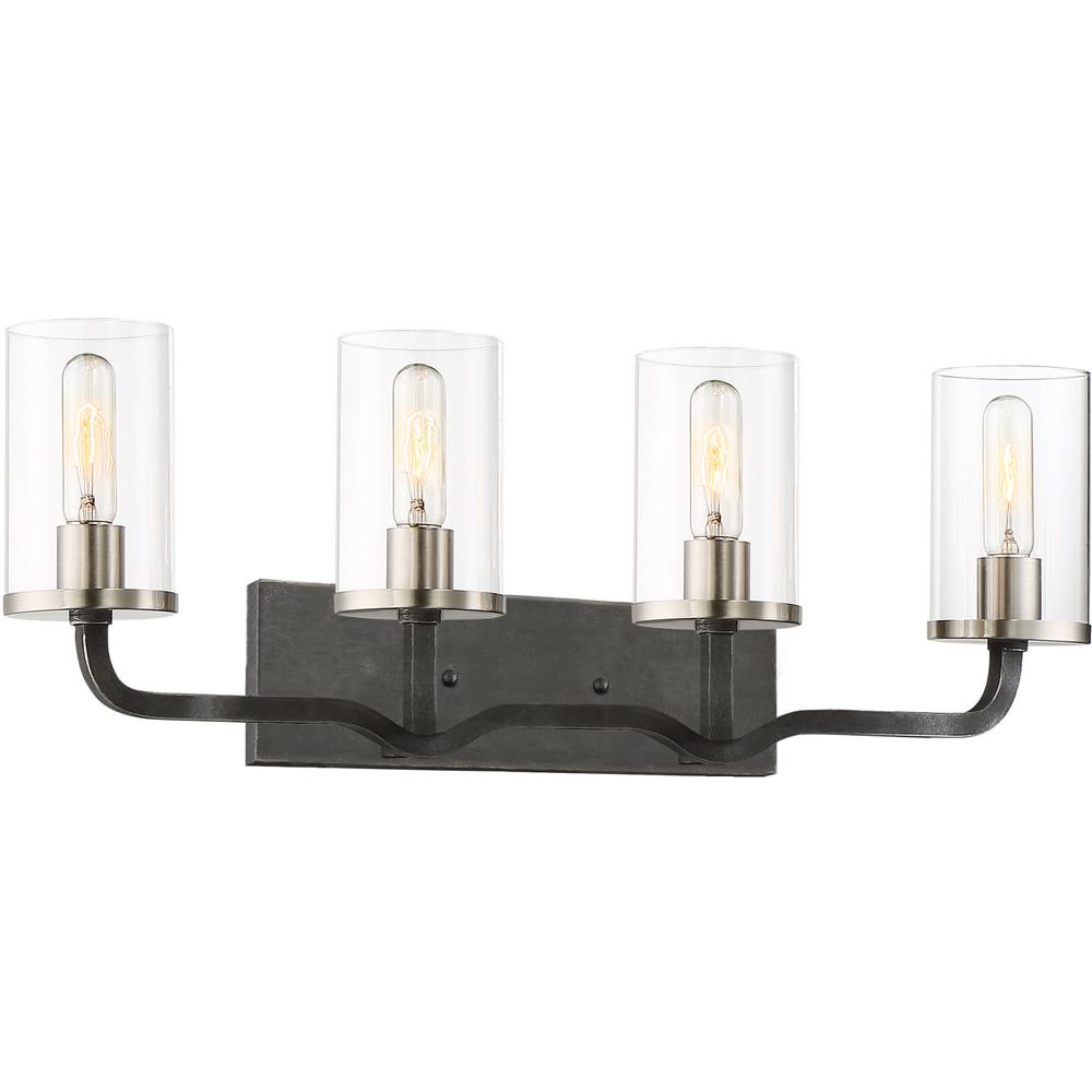 Nuvo Lighting 60/6129  Sherwood - 4 Light Vanity - 32" - Iron Black with Brushed Nickel Accents in Iron Black with Brushed Nickel Accents Finish