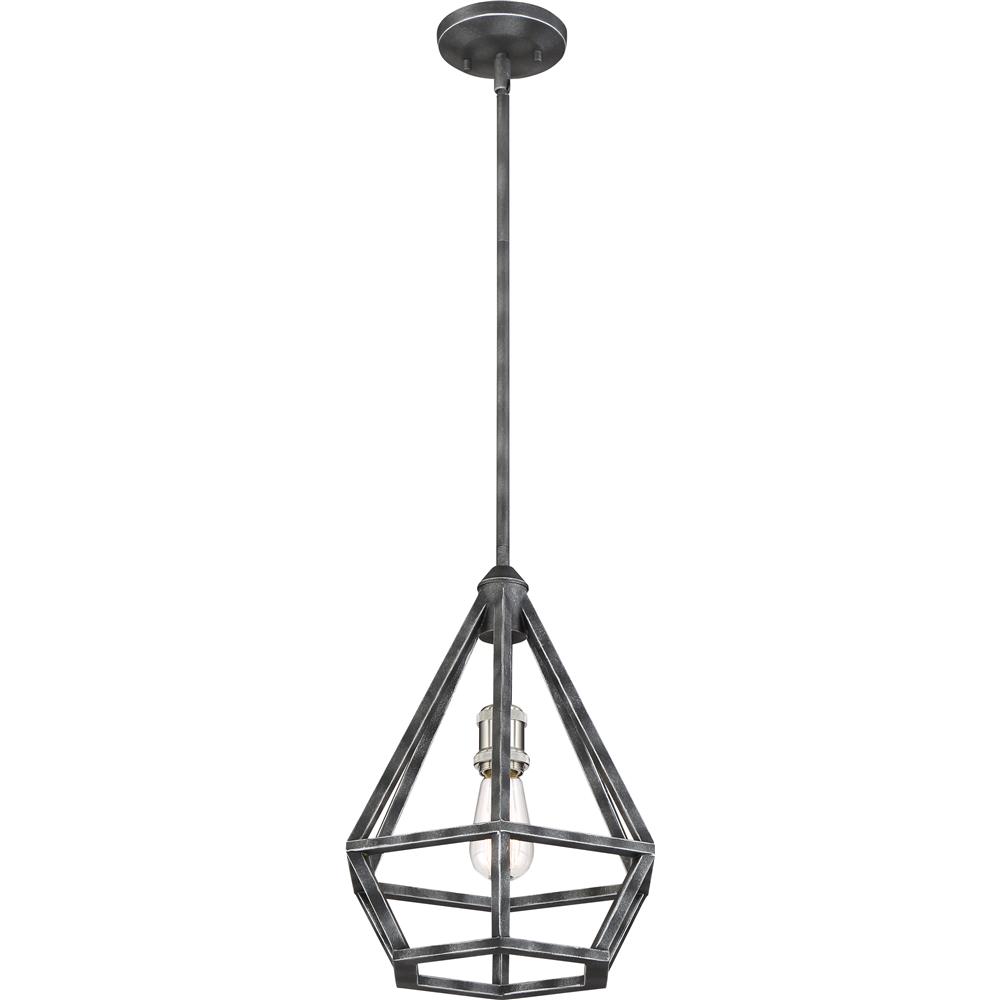 Nuvo Lighting 60/6263  Orin 1 Light Pendant Fixture - Iron Black with Brushed Nickel Accents Finish in Iron Black with Brushed Nickel Accents Finish
