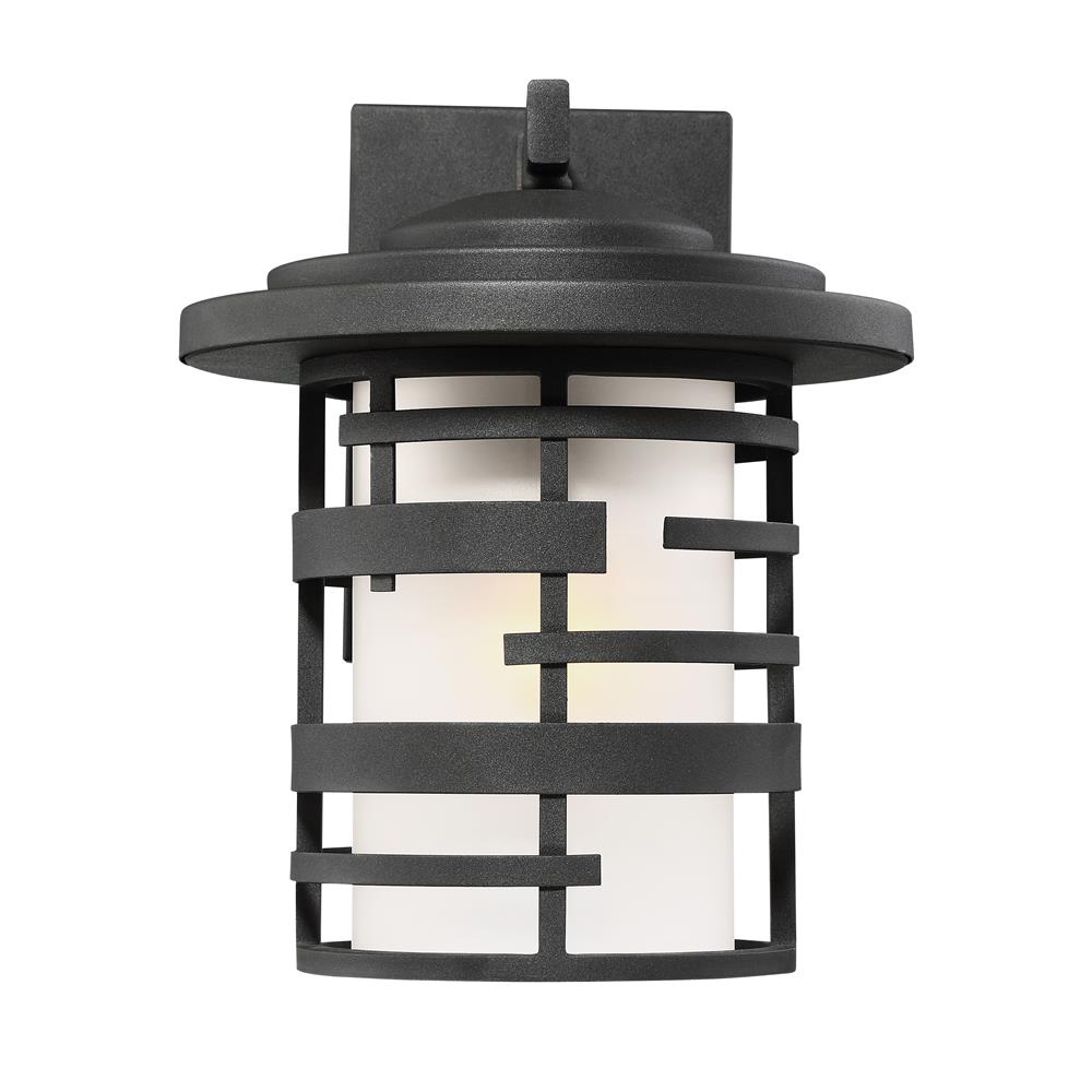 Nuvo Lighting 60/6402  Lansing - 1 Light 12" Outdoor Wall Lantern With Etched Glass in Textured Black Finish