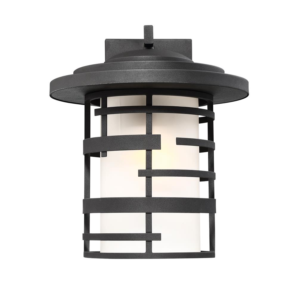 Nuvo Lighting 60/6403  Lansing - 1 Light 14" Outdoor Wall Lantern With Etched Glass in Textured Black Finish