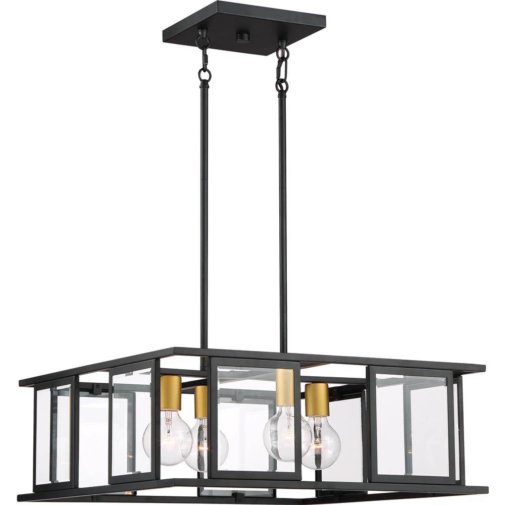 Nuvo Lighting 60/6414  Payne - 4 Light Pendant With Clear Beveled Glass in Midnight Bronze Finish