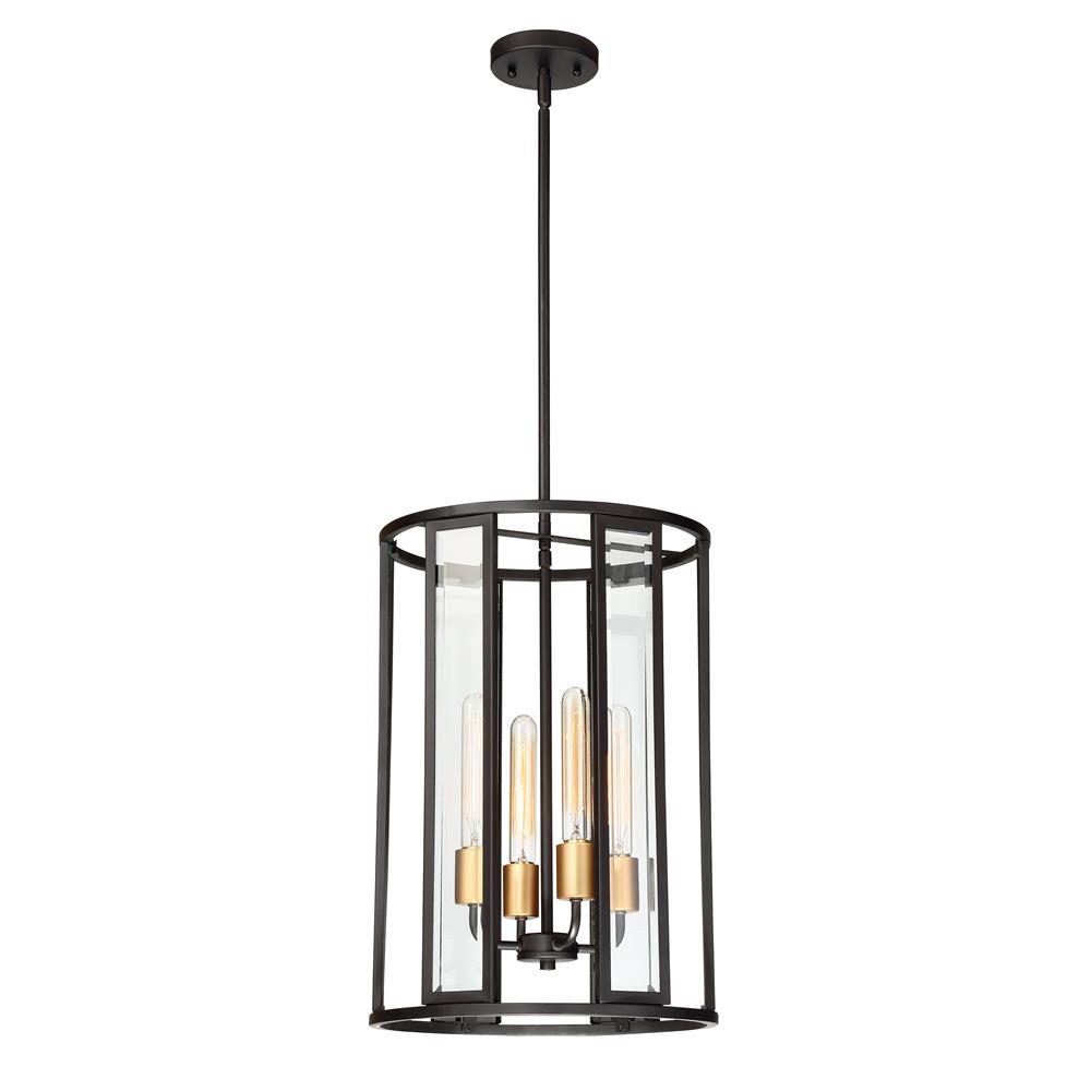 Nuvo Lighting 60/6415  Payne - 4 Light Foyer Pendant With Clear Beveled Glass in Midnight Bronze Finish