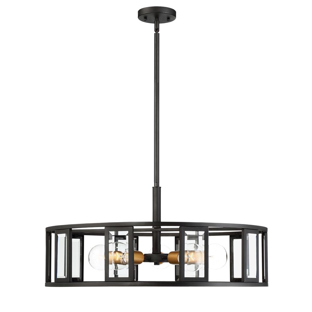 Nuvo Lighting 60/6416  Payne - 5 Light Pendant With Clear Beveled Glass in Midnight Bronze Finish