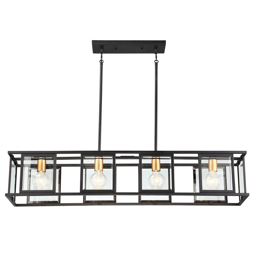 Nuvo Lighting 60/6417  Payne - 4 Light Island Pendant With Clear Beveled Glass in Midnight Bronze Finish