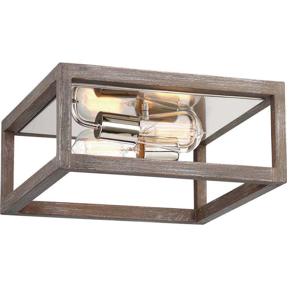 Nuvo Lighting 60/6482  Bliss - 2 Light Flush Mount; Driftwood Finish with Polished Nickel Accents in  Finish