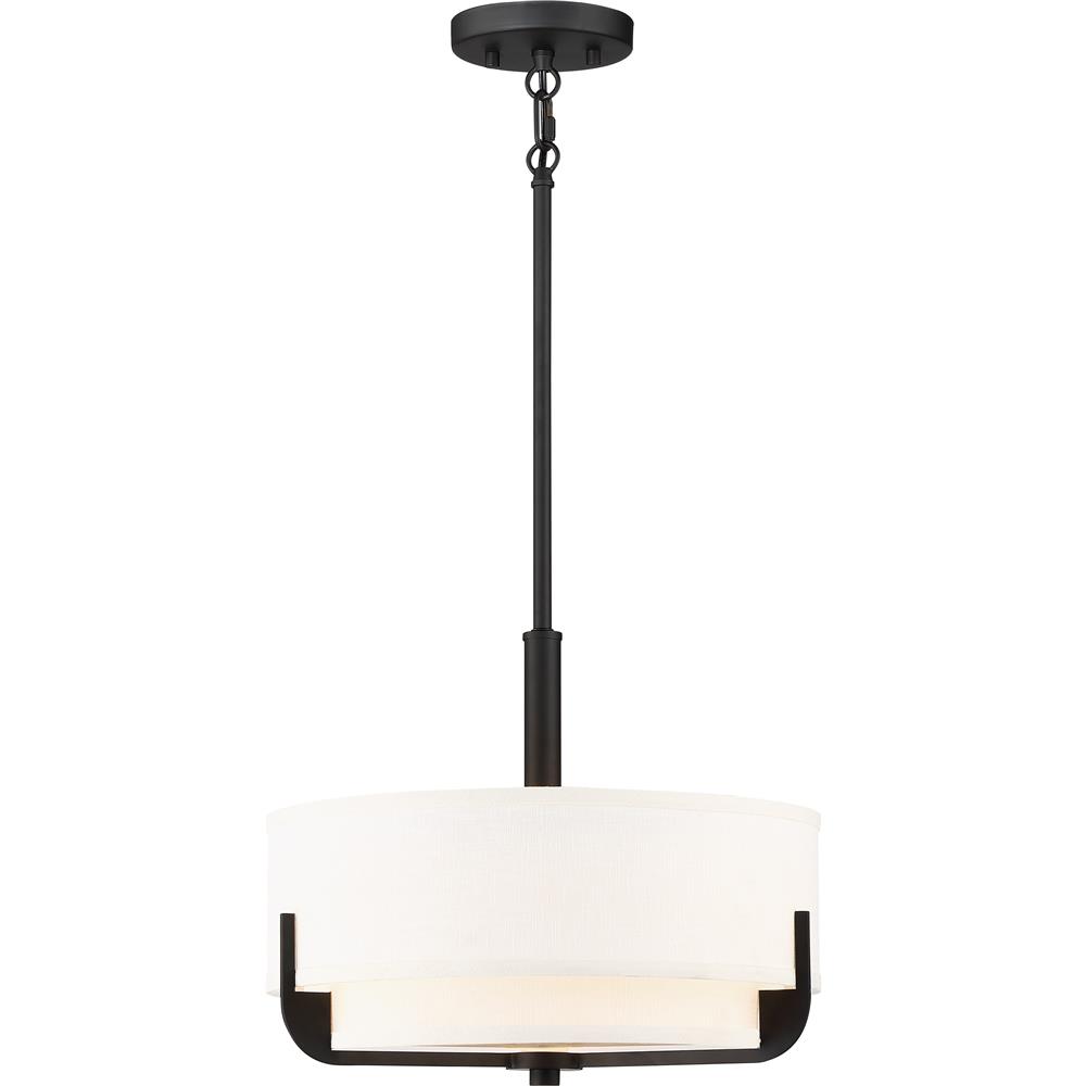 Nuvo Lighting 60/6543  Frankie - 3 Light 14" Pendant; Aged Bronze Finish with White Glass in Aged Bronze Finish