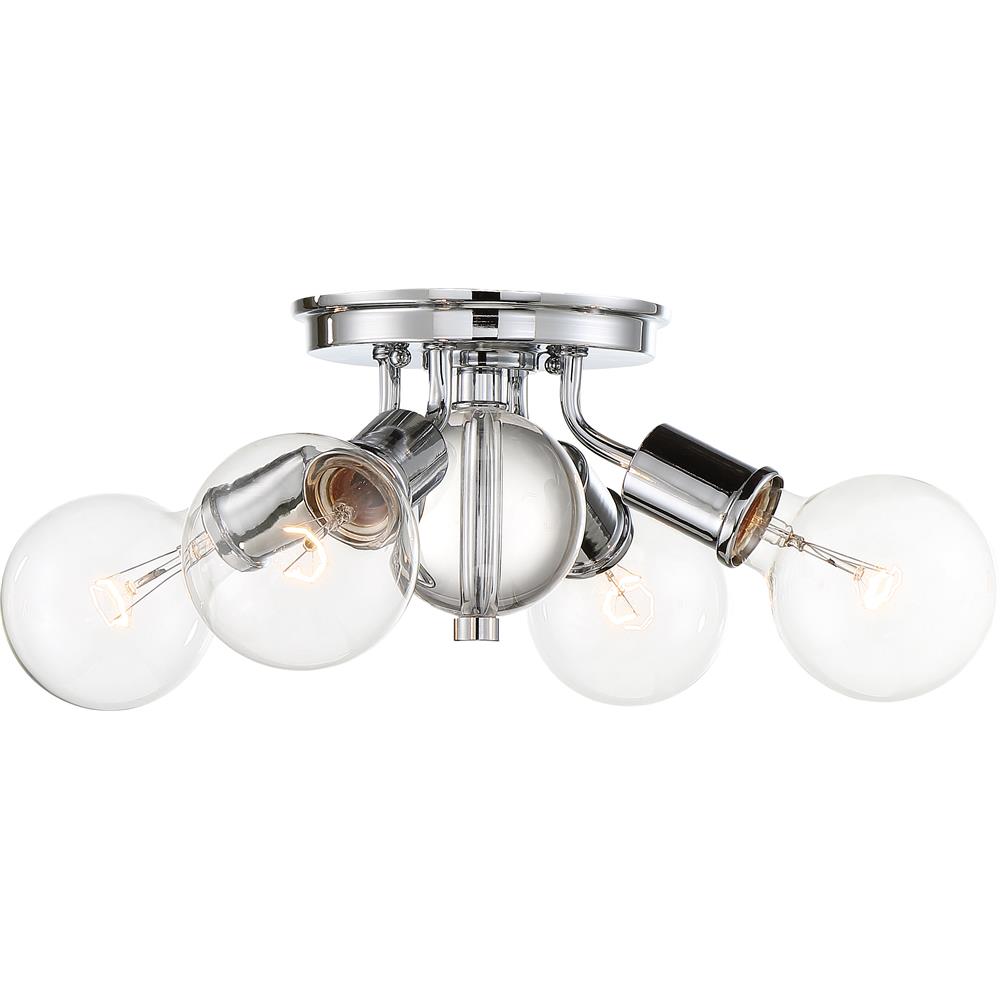 Nuvo Lighting 60/6564  Bounce - 4 Light Flush Mount; Polished Nickel Finish with K9 Crystal in Polished Nickel Finish