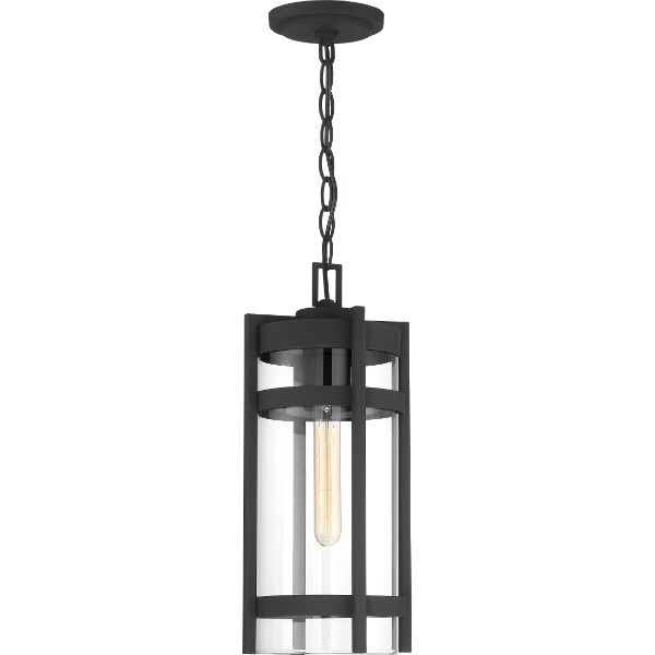 Nuvo Lighting 60/6574 Tofino 1 Lt Hanging Lantern in Textured Black / Clear Seeded