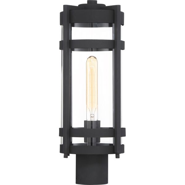 Nuvo Lighting 60/6575 Tofino 1 Lt Post Lantern in Textured Black / Clear Seeded