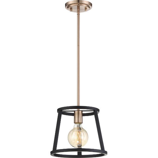 Nuvo Lighting 60/6641 Chassis 1 Lt Mini Pendant in Copper Brushed Brass / Matte Black