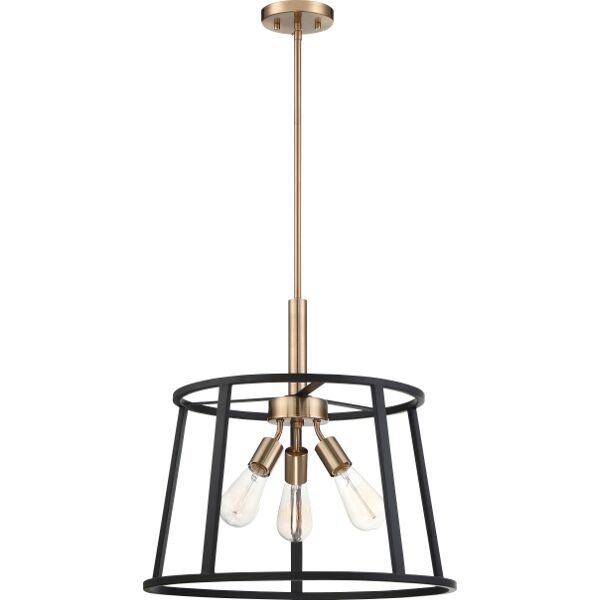 Nuvo Lighting 60/6642 Chassis 3 Light Pendant in Copper Brushed Brass / Matte Black