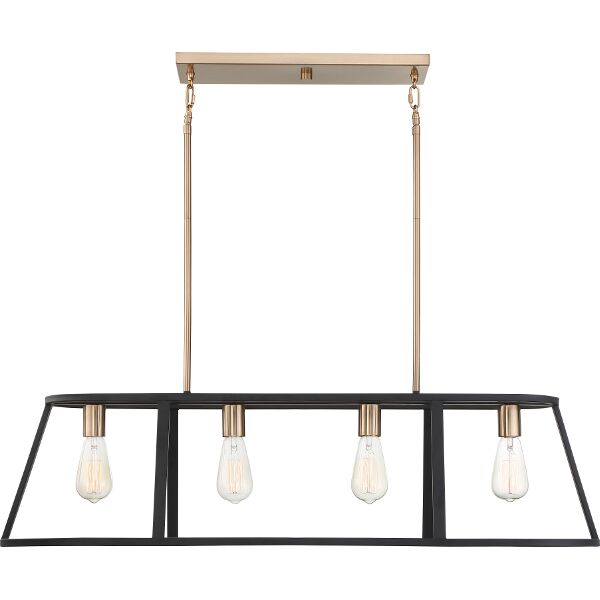 Nuvo Lighting 60/6644 Chassis 4 Light Island Pendant in Copper Brushed Brass / Matte Black