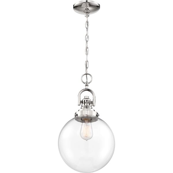 Nuvo Lighting 60/6672 Skyloft 1 Light Pendant in Polished Nickel / Clear
