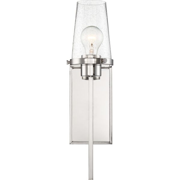 Nuvo Lighting 60/6678 Rector 1 Light Wall Sconce in Polished Nickel / Clear Seeded