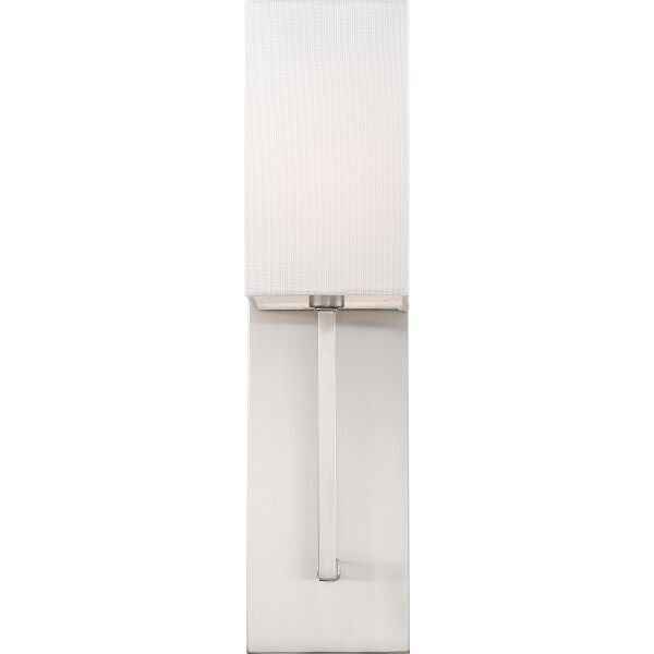 Nuvo Lighting 60/6691 Vesey 1 Light Wall Sconce in Brushed Nickel / White Fabric