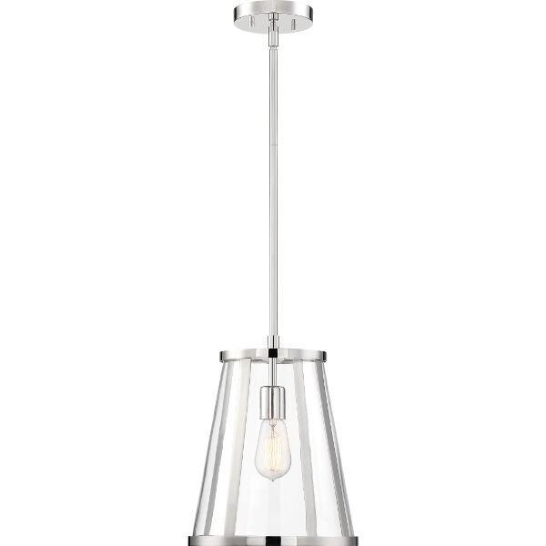 Nuvo Lighting 60/6698 Bruge 1 Light Pendant in Polished Nickel / Clear