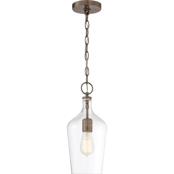 Nuvo Lighting 60/6748 Hartley 1 Light Pendant in Antique Copper / Clear