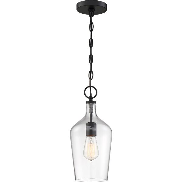 Nuvo Lighting 60/6749 Hartley 1 Light Pendant in Matte Black / Clear