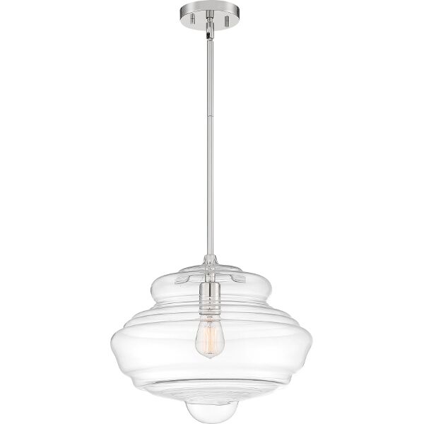 Nuvo Lighting 60/6769 Storrier 1 Light Pendant in Polished Nickel / Clear