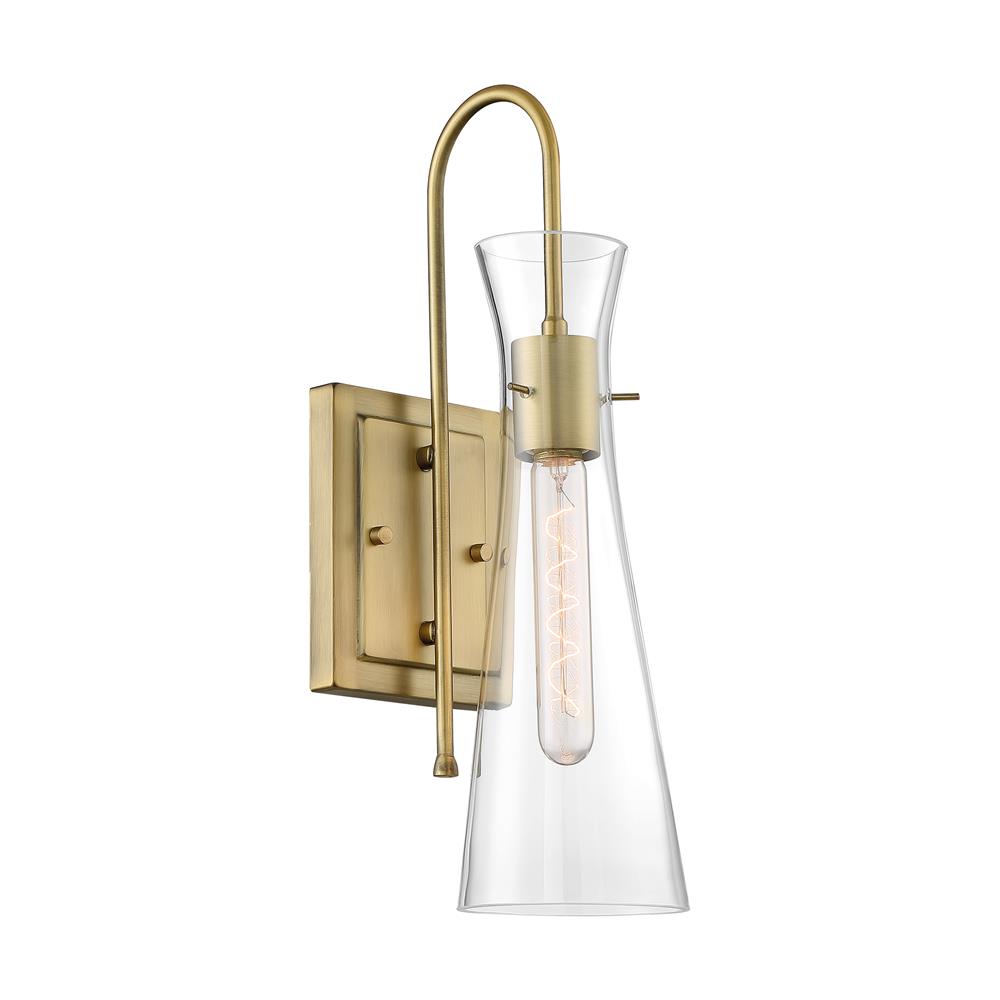 Nuvo Lighting 60-6857 Bahari - 1 Light Sconce with Clear Glass - Vintage Brass Finish