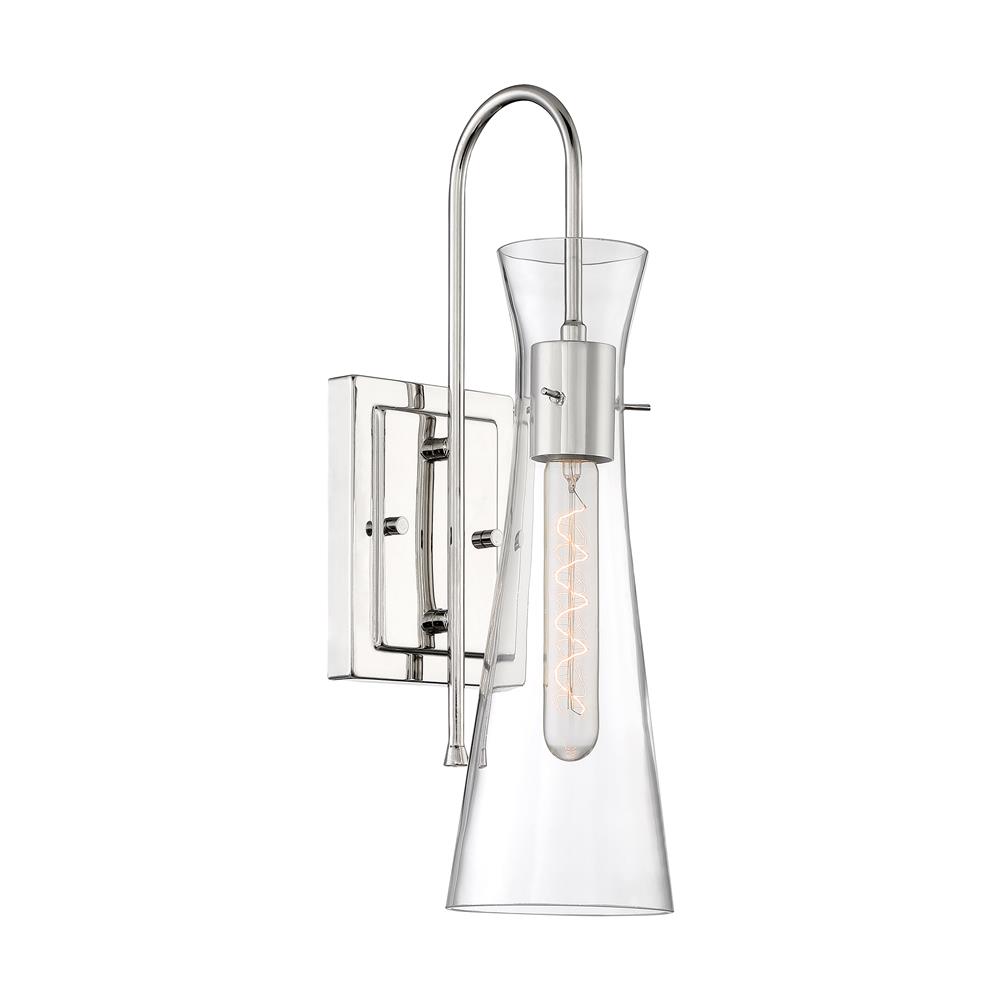 Nuvo Lighting 60-6867 Bahari - 1 Light Sconce with Clear Glass - Polished Nickel Finish