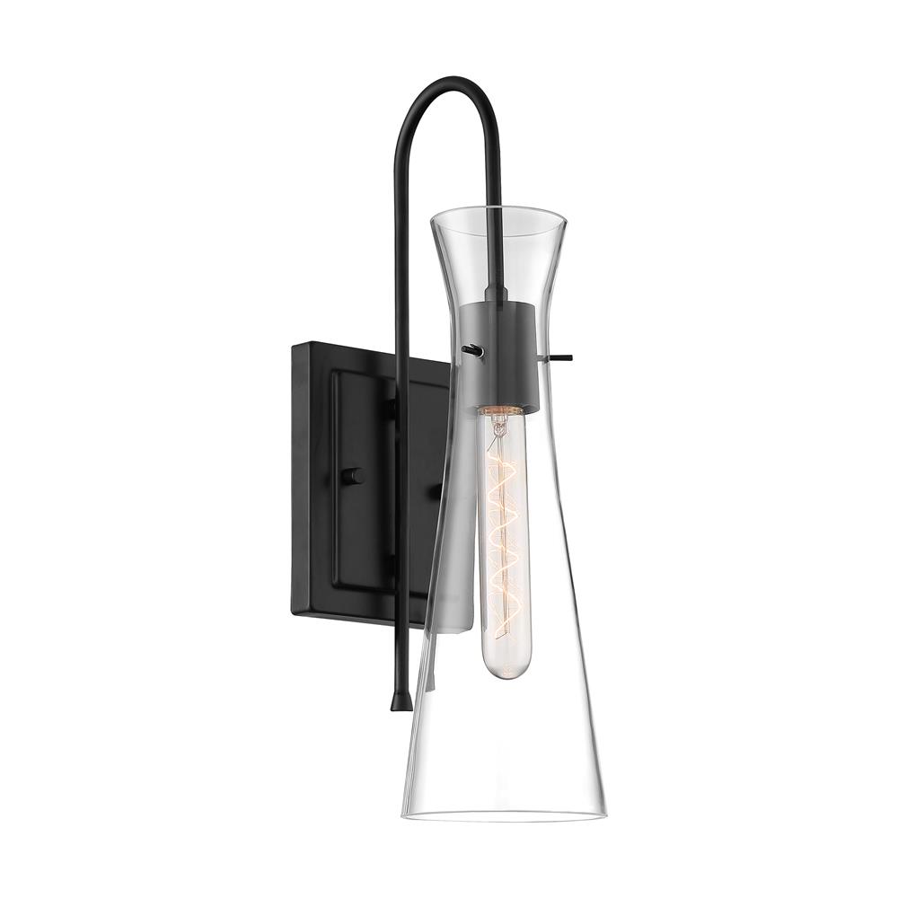 Nuvo Lighting 60-6877 Bahari - 1 Light Sconce with Clear Glass - Black Finish