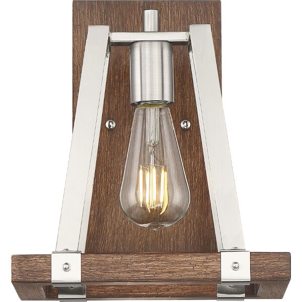 Nuvo Lighting 60/6881 Outrigger 1 Light Sconce in Brushed Nickel / Nutmeg Wood