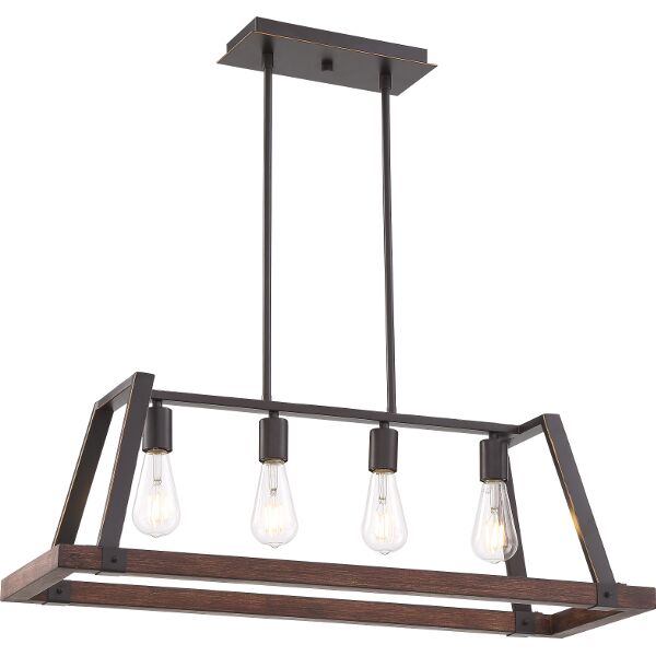 Nuvo Lighting 60/6894 Outrigger 4 Lt Kitchen Pendant in Mahogany Bronze / Nutmeg Wood