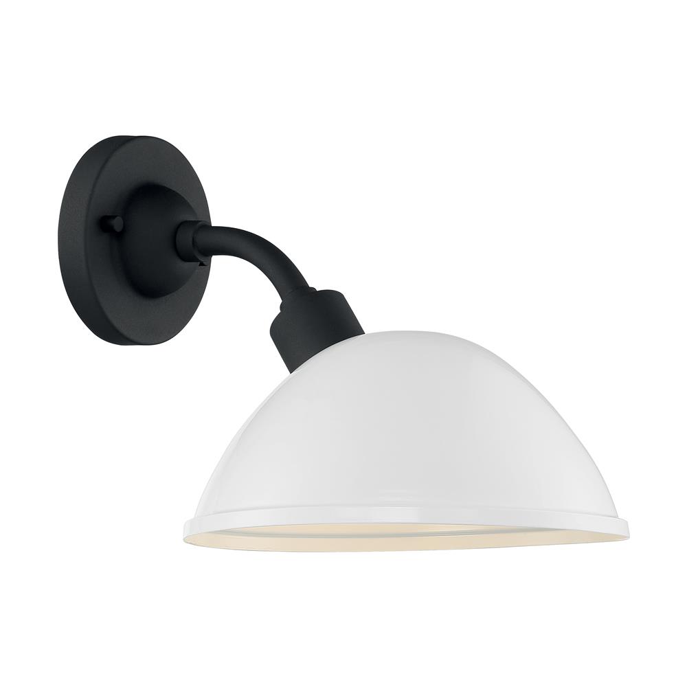 Nuvo Lighting 60-6903 South Street - 1 Light Sconce with- Gloss White and Textured Black Finish