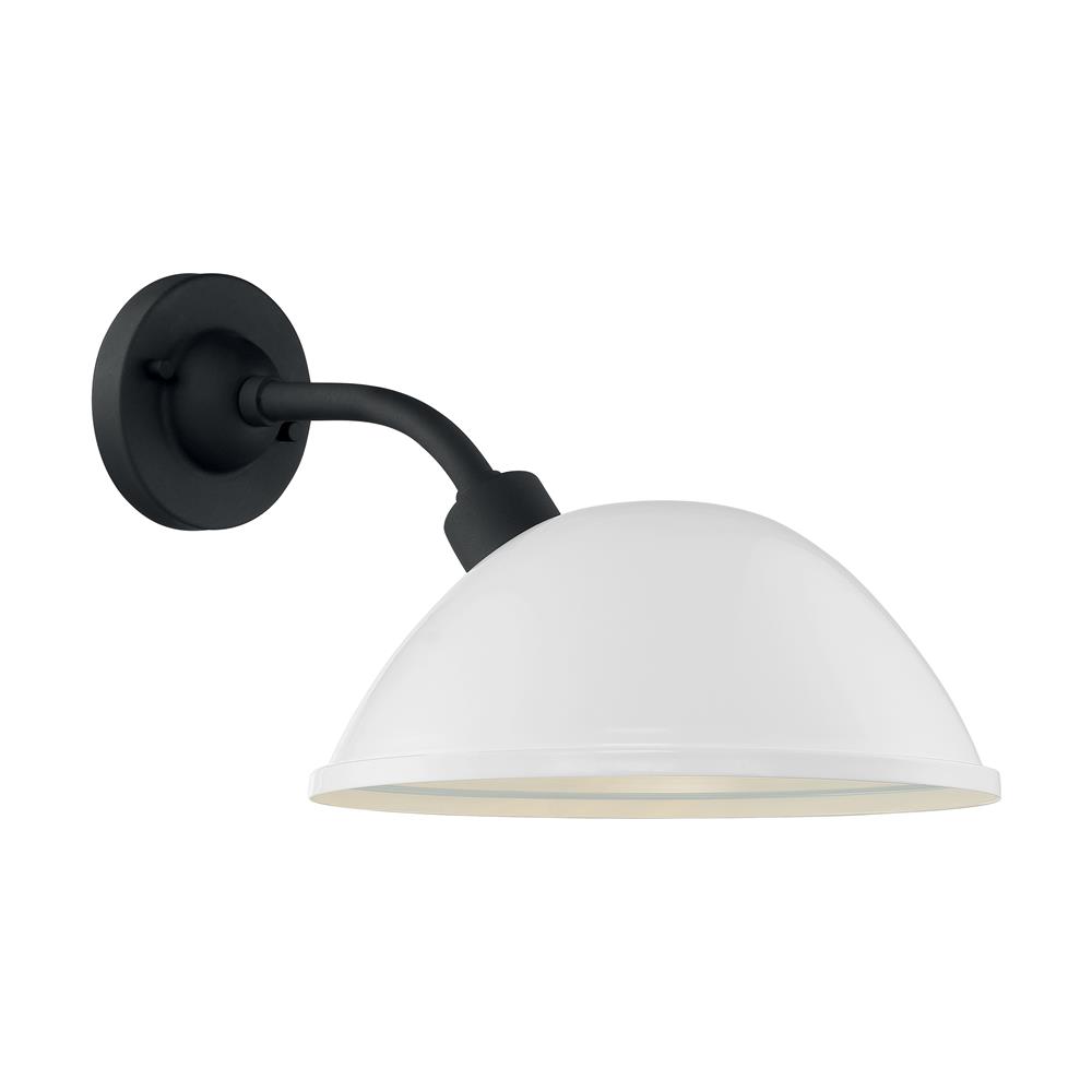 Nuvo Lighting 60-6906 South Street - 1 Light Sconce with- Gloss White and Textured Black Finish
