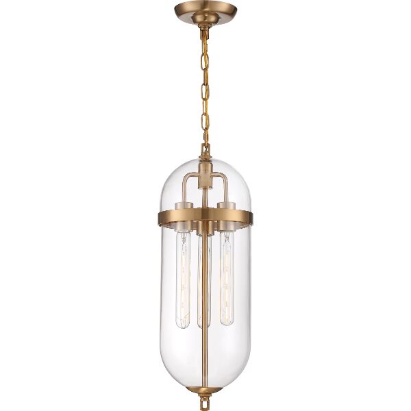 Nuvo Lighting 60/6913 Fathom 3 Light Pendant in Vintage Brass / Clear