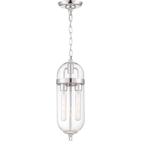 Nuvo Lighting 60/6932 Fathom 2 Light Pendant in Polished Nickel / Clear