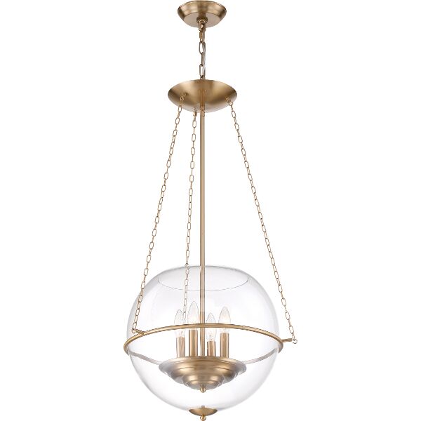 Nuvo Lighting 60/6943 Odyssey 4 Light Pendant in Vintage Brass / Clear