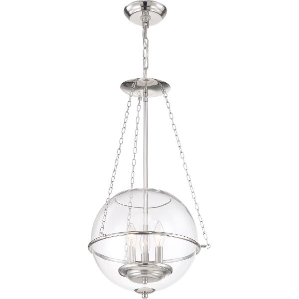 Nuvo Lighting 60/6952 Odyssey 3 Light Pendant in Polished Nickel / Clear