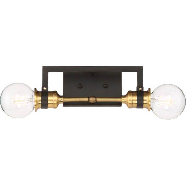 Nuvo Lighting 60/6972 Intention 2 Light Vanity in Warm Brass / Black