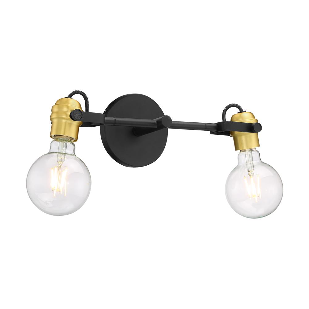 Nuvo Lighting 60-6982 Mantra 2 Light Vanity in Black and Brushed Brass