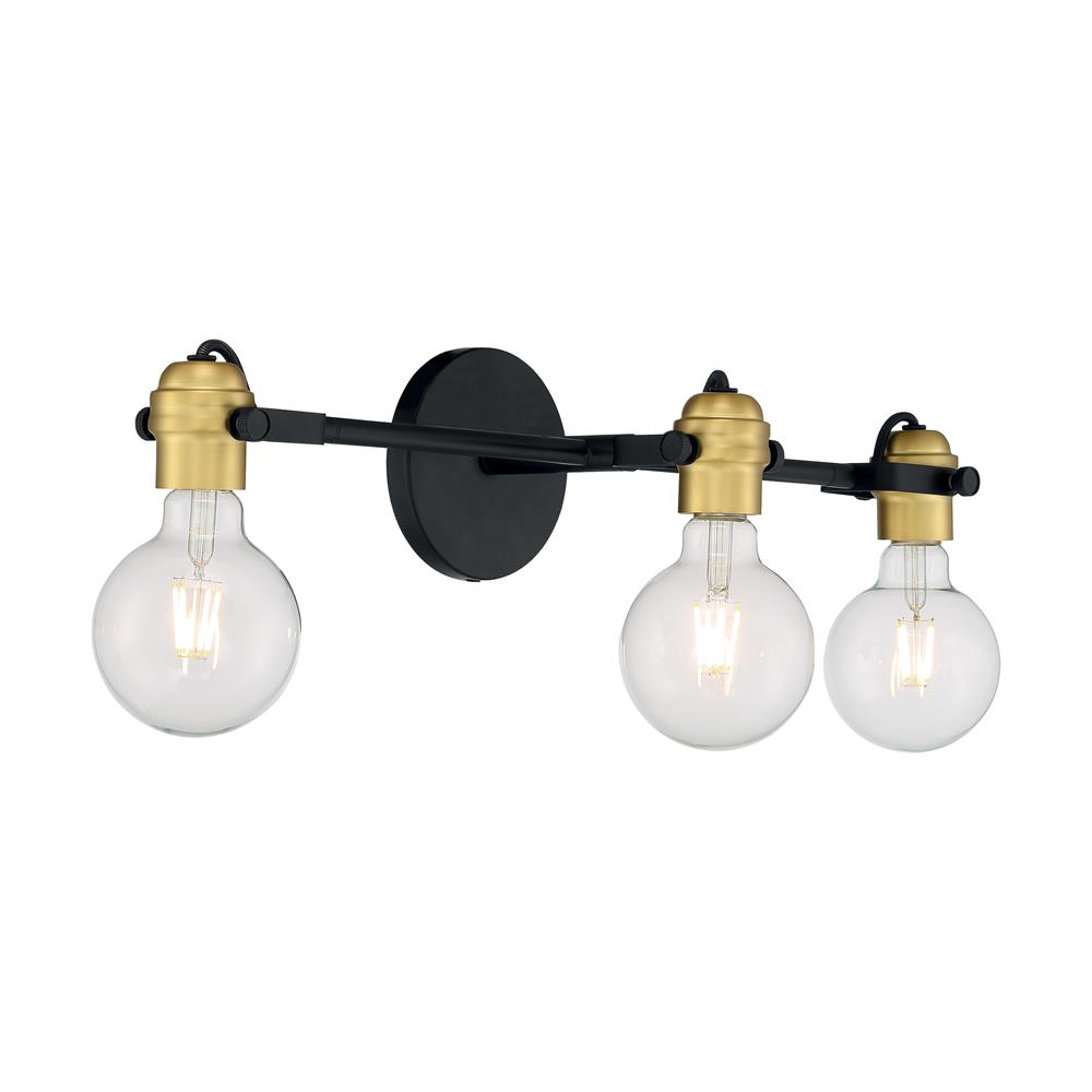 Nuvo Lighting 60-6983 Mantra - 3 Light Vanity with- Black and Brushed Brass Finish