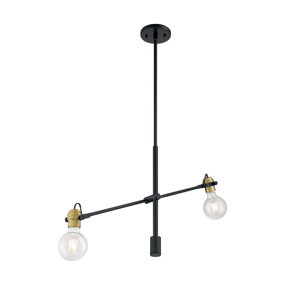 Nuvo Lighting 60-6988 Mantra 2 Light Pendant in Black and Brass Accents