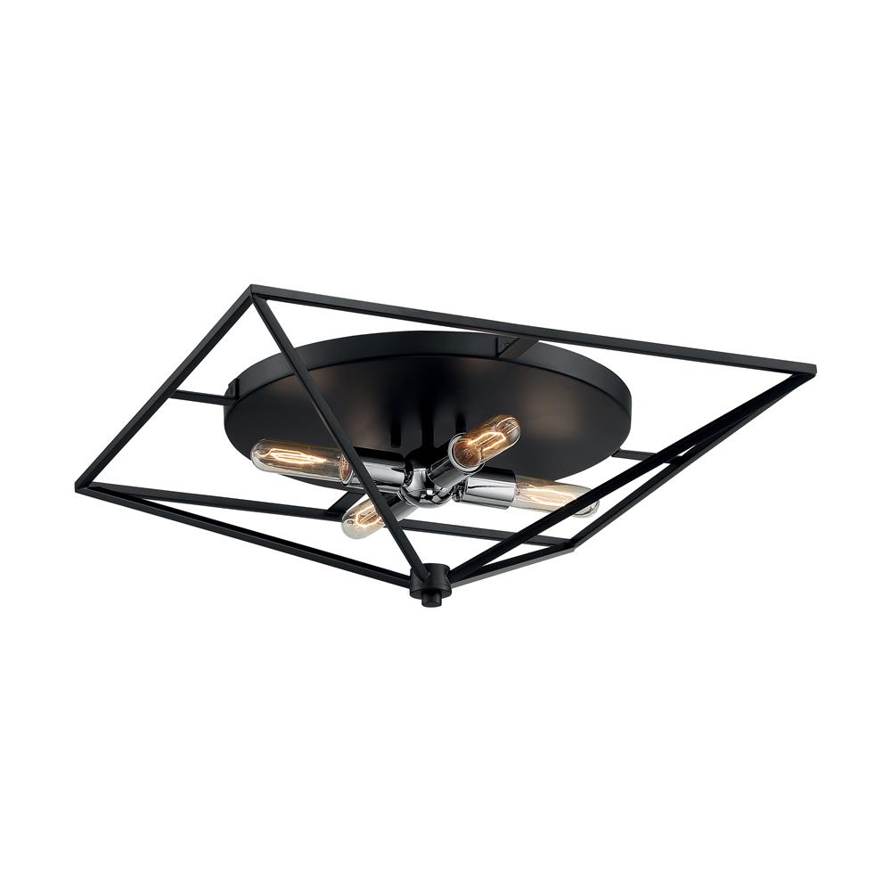 Nuvo Lighting 60-7007 Legend - 4 Light Flush Mount with- Black and Polished Nickel Finish