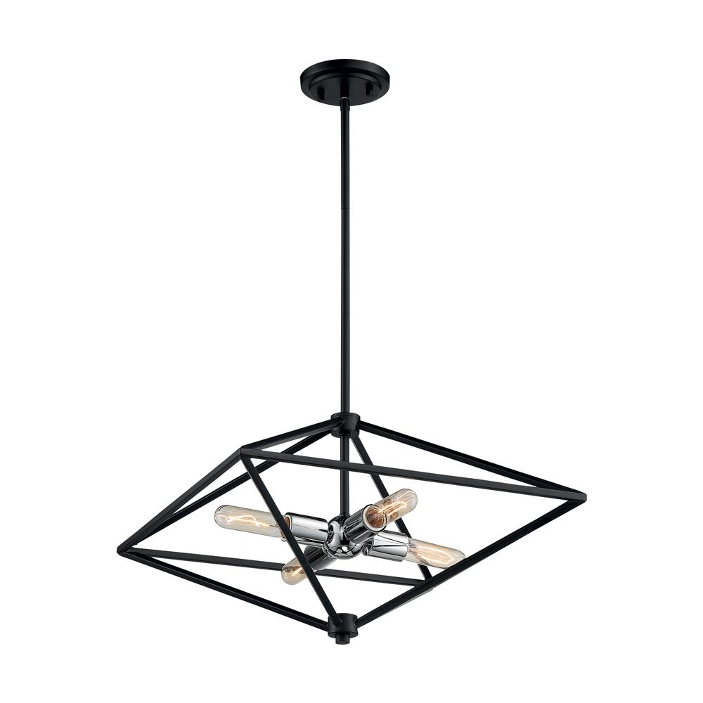 Nuvo Lighting 60-7008 Legend - 4 Light Pendant with- Black and Polished Nickel Finish
