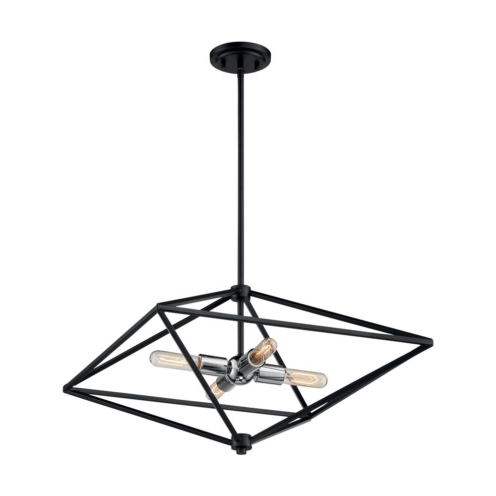 Nuvo Lighting 60-7009 Legend - 4 Light Pendant with- Black and Polished Nickel Finish