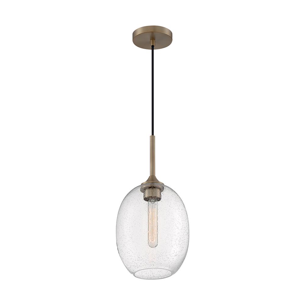 Nuvo Lighting 60-7016 Aria - 1 Light Pendant with Seeded Glass - Burnished Brass Finish