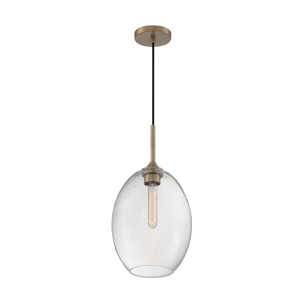 Nuvo Lighting 60-7017 Aria - 1 Light Pendant with Seeded Glass - Burnished Brass Finish