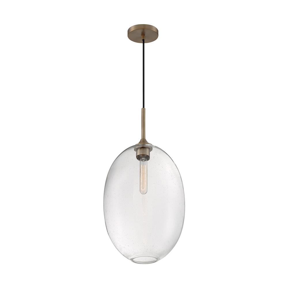 Nuvo Lighting 60-7018 Aria 1 Light Pendant with Seeded Glass in Burnished Brass