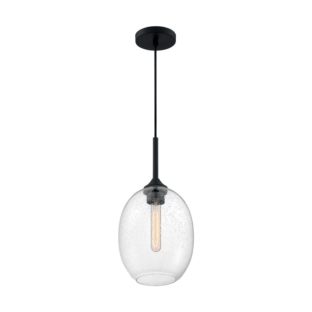 Nuvo Lighting 60-7026 Aria - 1 Light Pendant with Seeded Glass - Matte Black Finish