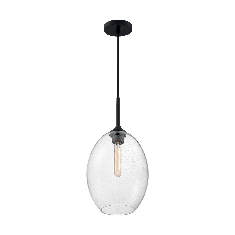 Nuvo Lighting 60-7027 Aria - 1 Light Pendant with Seeded Glass - Matte Black Finish