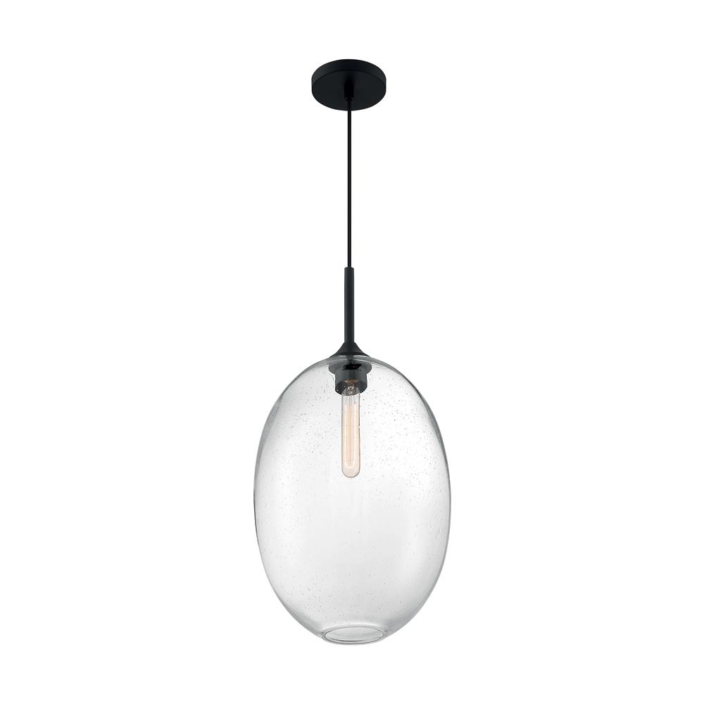 Nuvo Lighting 60-7028 Aria - 1 Light Pendant with Seeded Glass - Matte Black Finish
